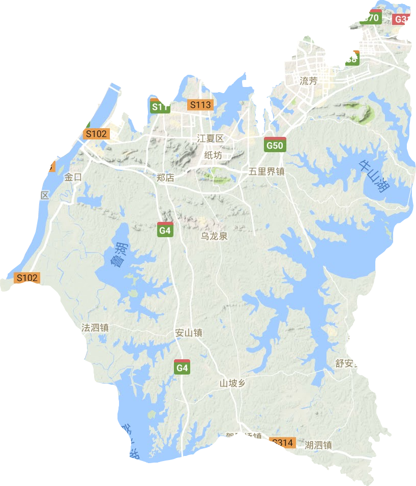 江夏區(qū)地形圖