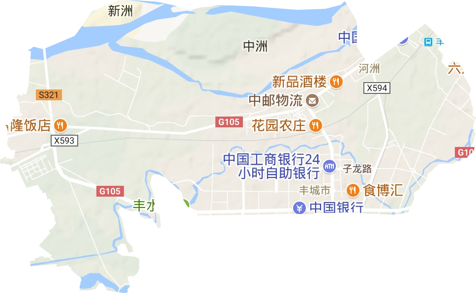 河洲街道地形圖