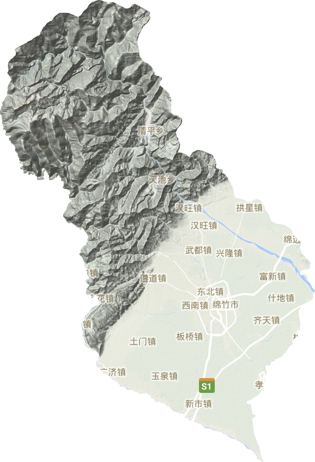 綿竹市地形圖