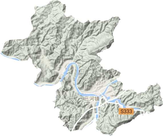 三河鎮(zhèn)地形圖